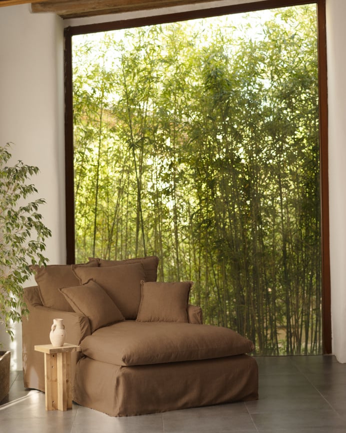 Deco Wood Funda Para Sillón De Algodón Y Algodón Y Lino Color Teja De 115x170cm