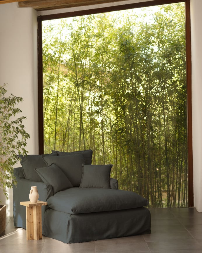 Deco Wood Funda Para Sillón De Algodón Y Algodón Y Lino Color Azul De 115x170cm