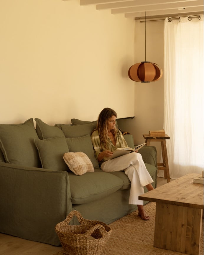 Deco Wood Funda Para Sofá De Algodón Y Lino Color Verde De 160x100cm