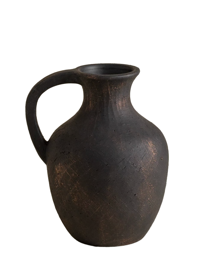 Deco wood Jarrón de cerámica color negro de 25x20 5cm