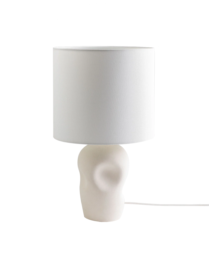 Deco wood Lámpara de mesa de cerámica y pantalla de tejido de algodón y poliéster de 46 5x24cm