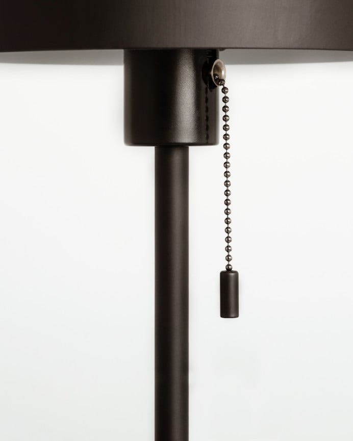 Deco Wood Lámpara De Mesa De Metal En Color Negro De 39x20cm