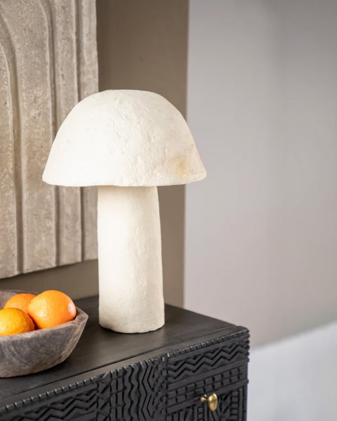 Deco Wood Lámpara De Mesa De Papel Maché Color Blanco De 45x30cm