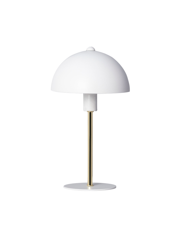 Deco wood Lámpara de mesa elaborada con aluminio color blanco y dorado