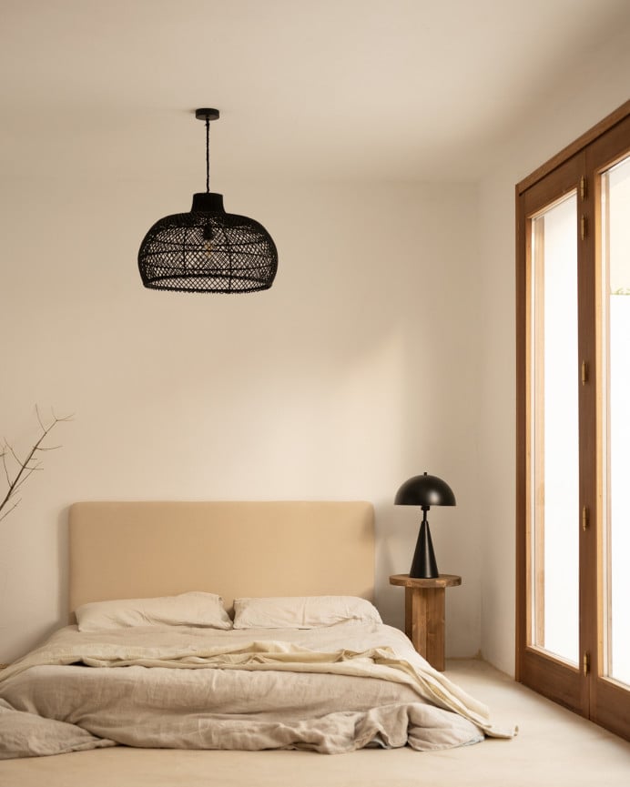 Deco Wood Lámpara De Mesa Elaborada Con Aluminio En Color Negro De 52x35cm