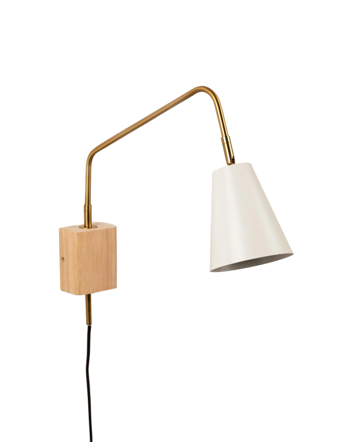 Deco wood Lámpara de pared de hierro y madera de caucho de 40x11 5cm