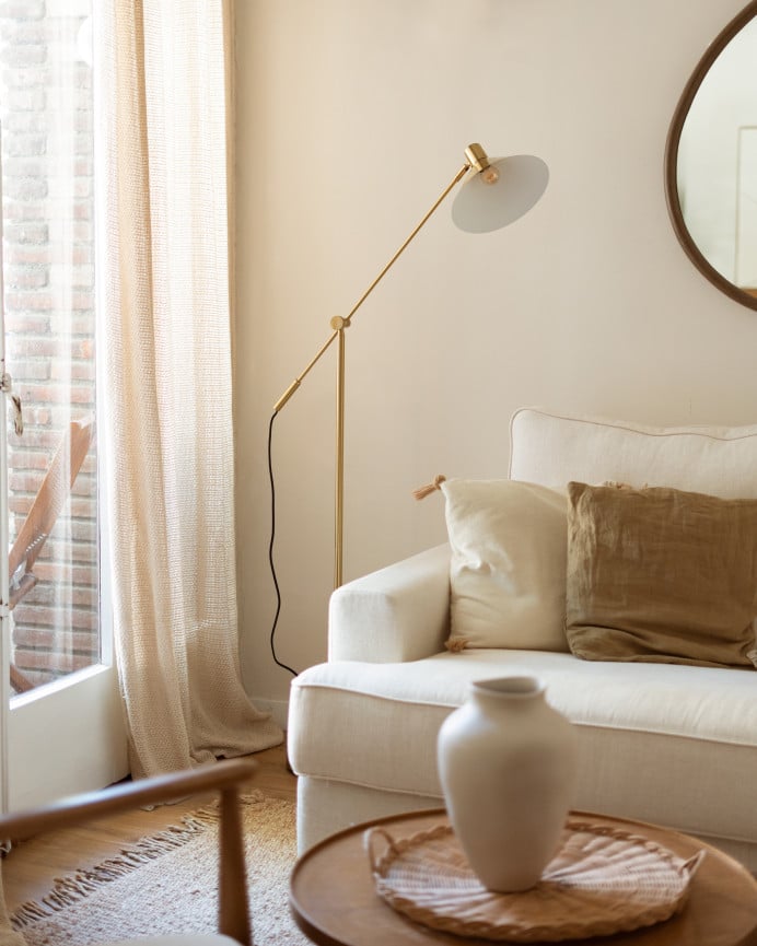 Deco Wood Lámpara De Pie De Metal Regulable De 175x90cm