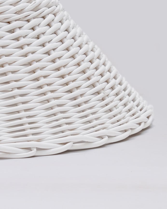 Deco Wood Lámpara De Techo Blanca Elaborada Con Mimbre Natural De 20cm