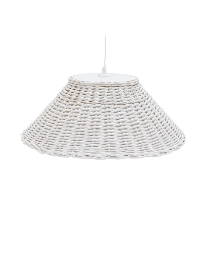 Deco wood Lámpara de techo blanca elaborada con mimbre natural de 20cm