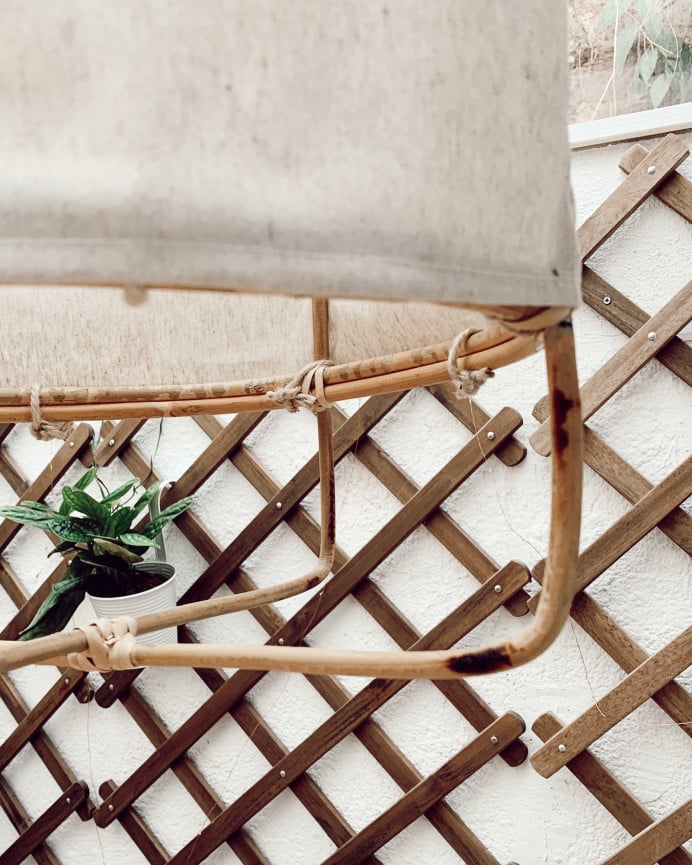 Deco Wood Lámpara De Techo Con Estructura De Bambú Y Pantalla De Tela Y Lino Tono Natural De 60x40cm