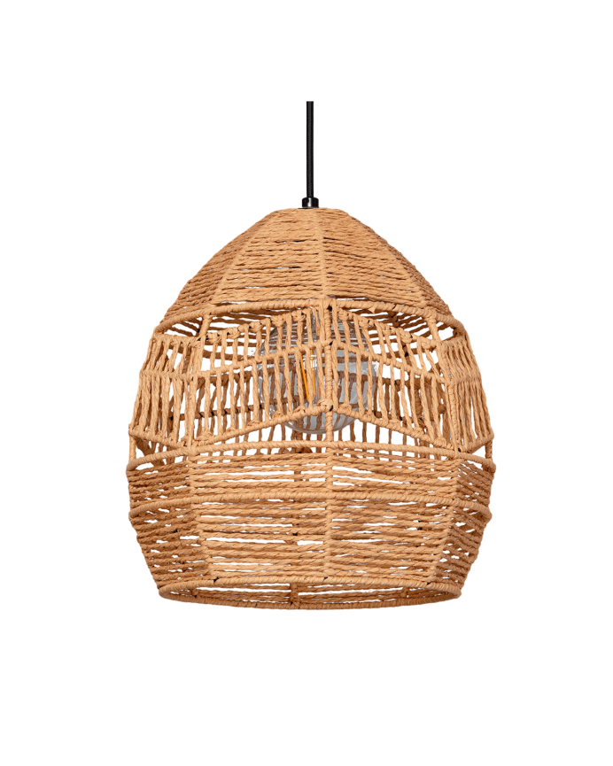Deco wood Lámpara de techo con trenzado de cuerda de cáñamo natural