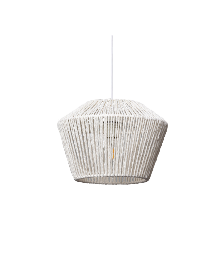 Deco wood Lámpara de techo de color blanco elaborada con cuerda de papel de 22x31cm