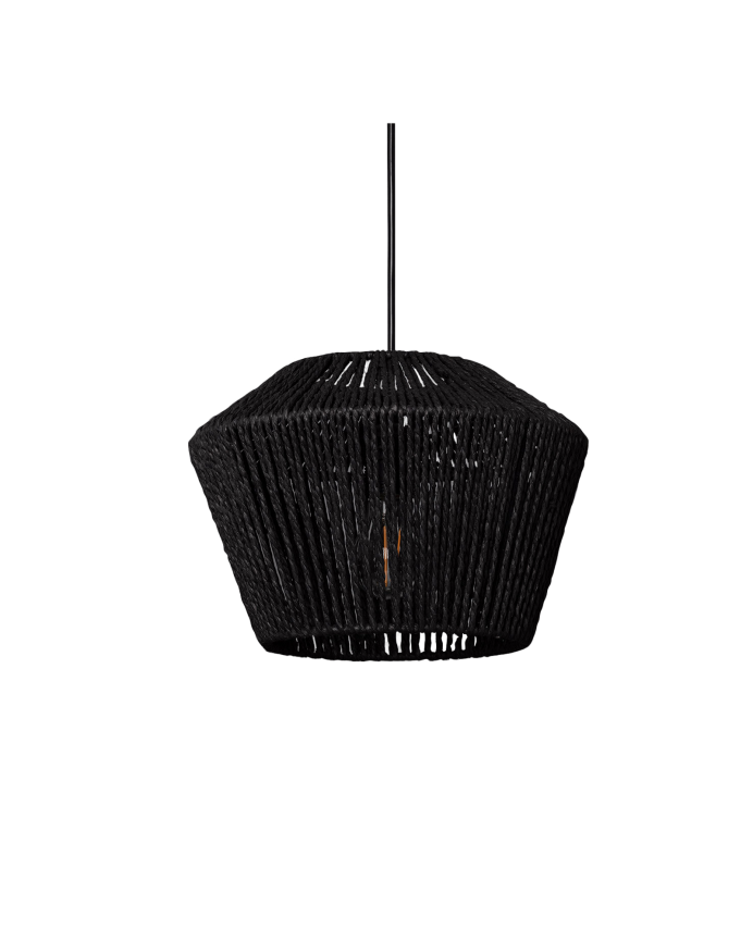 Deco wood Lámpara de techo de color negro elaborada con cuerda de papel de 22x31cm