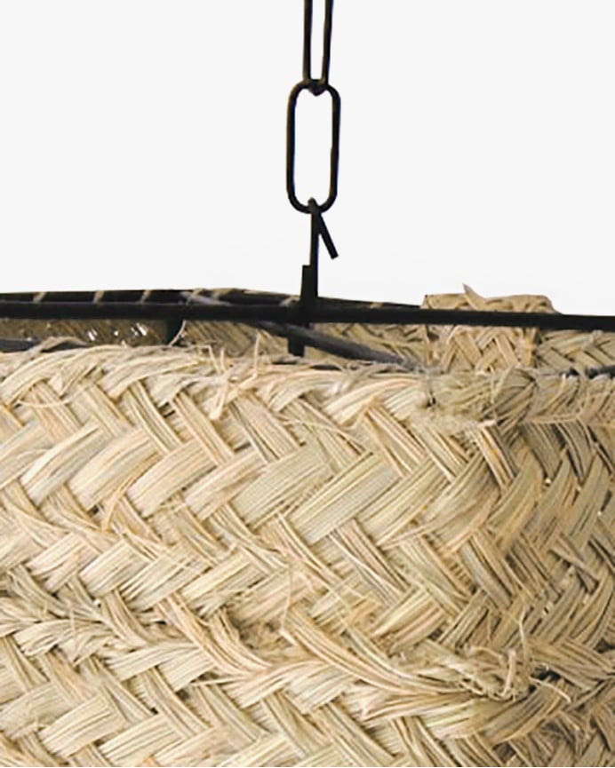 Deco Wood Lámpara De Techo De Esparto Natural De 32x32cm