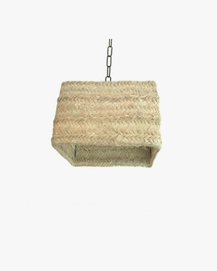 Deco Wood Lámpara De Techo De Esparto Natural De 32x32cm