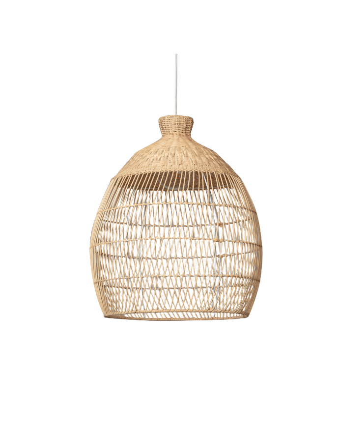 Deco wood Lámpara de techo de fibras de mimbre natural en color natural de 60x50cm