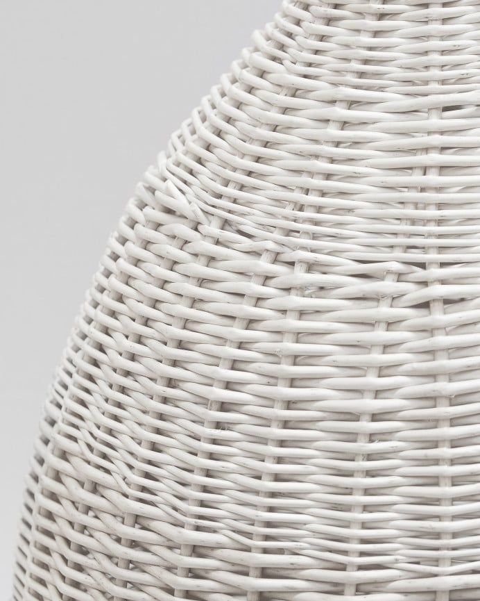 Deco Wood Lámpara De Techo De Mimbre Tono Blanco De 65x45cm