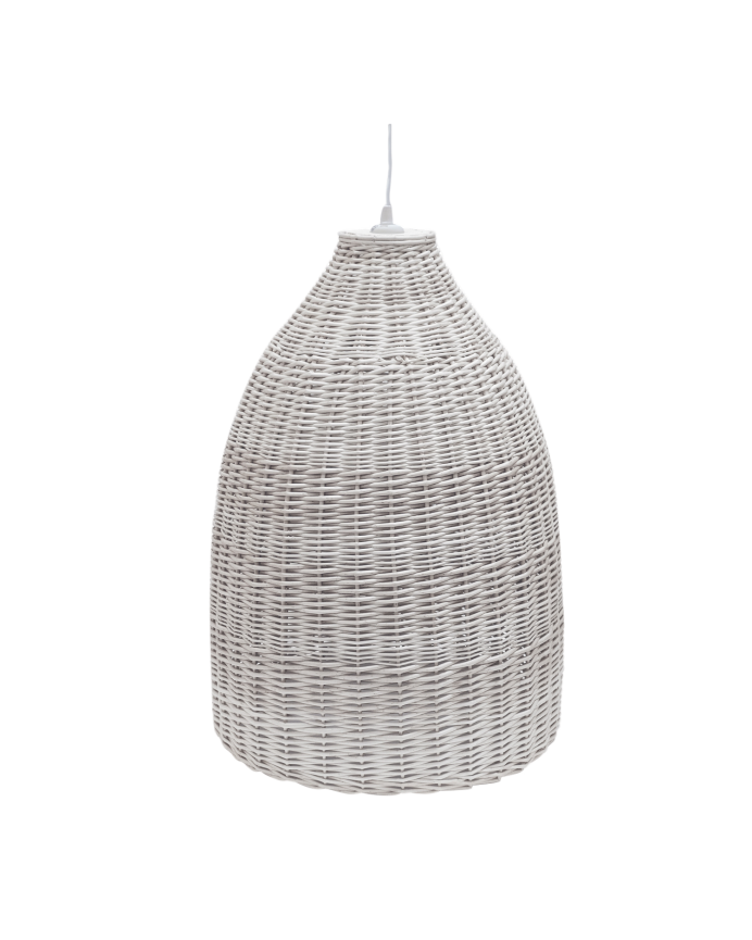 Deco wood Lámpara de techo de mimbre tono blanco de 65x45cm