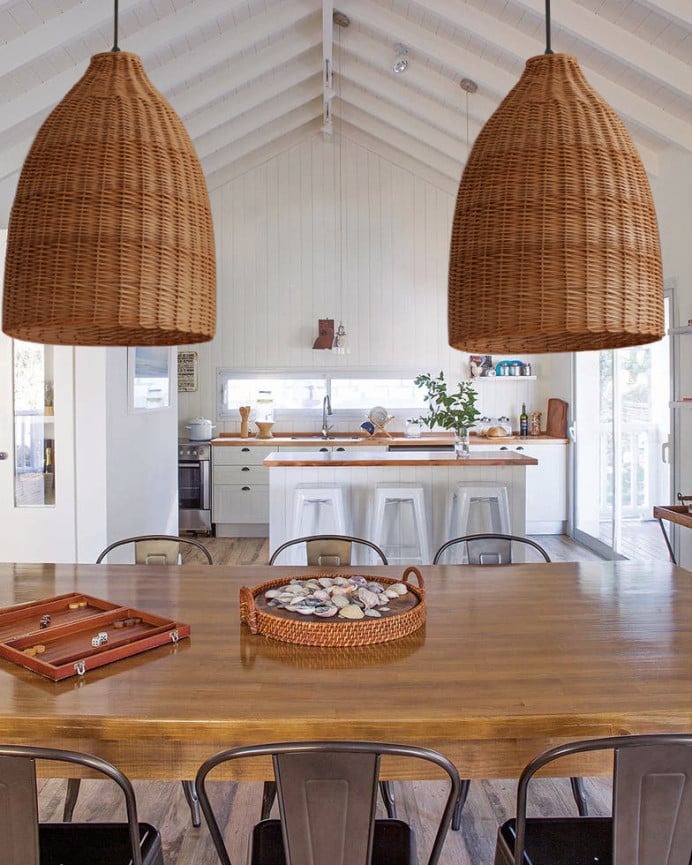 Deco Wood Lámpara De Techo De Mimbre Tono Cobre De 65x45cm