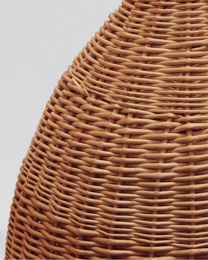 Deco Wood Lámpara De Techo De Mimbre Tono Cobre De 65x45cm