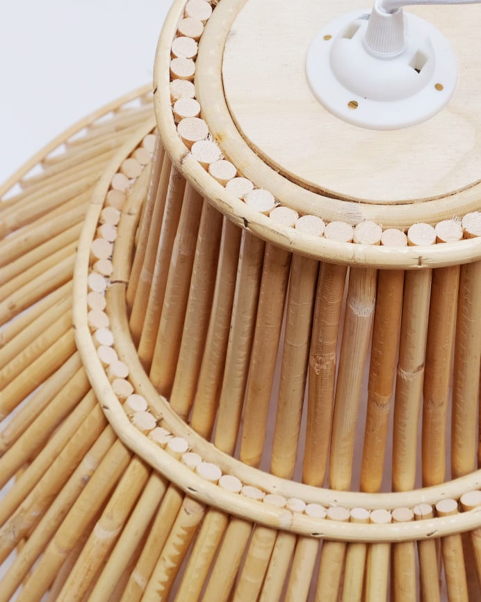 Deco Wood Lámpara De Techo De Mimbre Tono Natural De 47x58cm