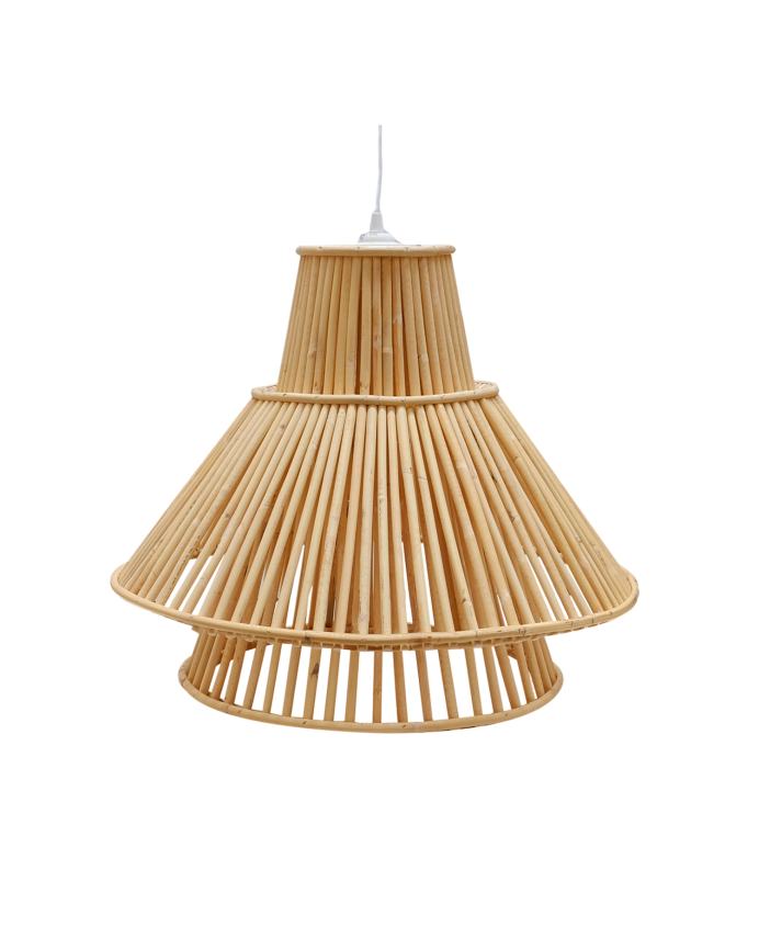 Deco wood Lámpara de techo de mimbre tono natural de 47x58cm
