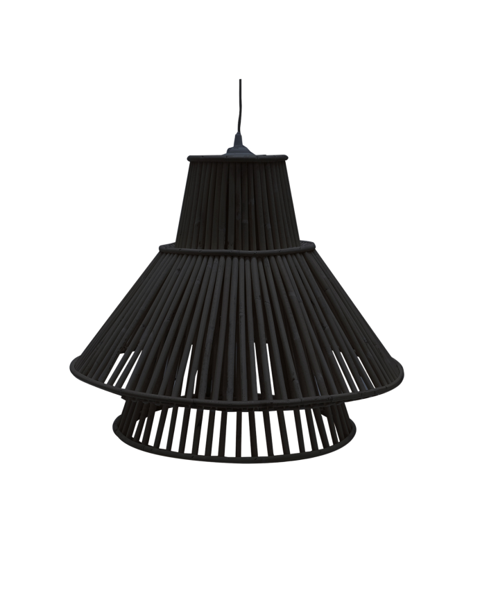 Deco wood Lámpara de techo de mimbre tono negro de 47x58cm