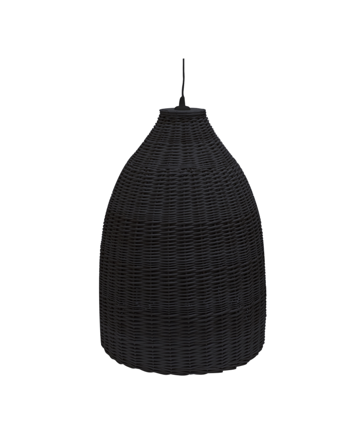 Deco wood Lámpara de techo de mimbre tono negro de 65x45cm