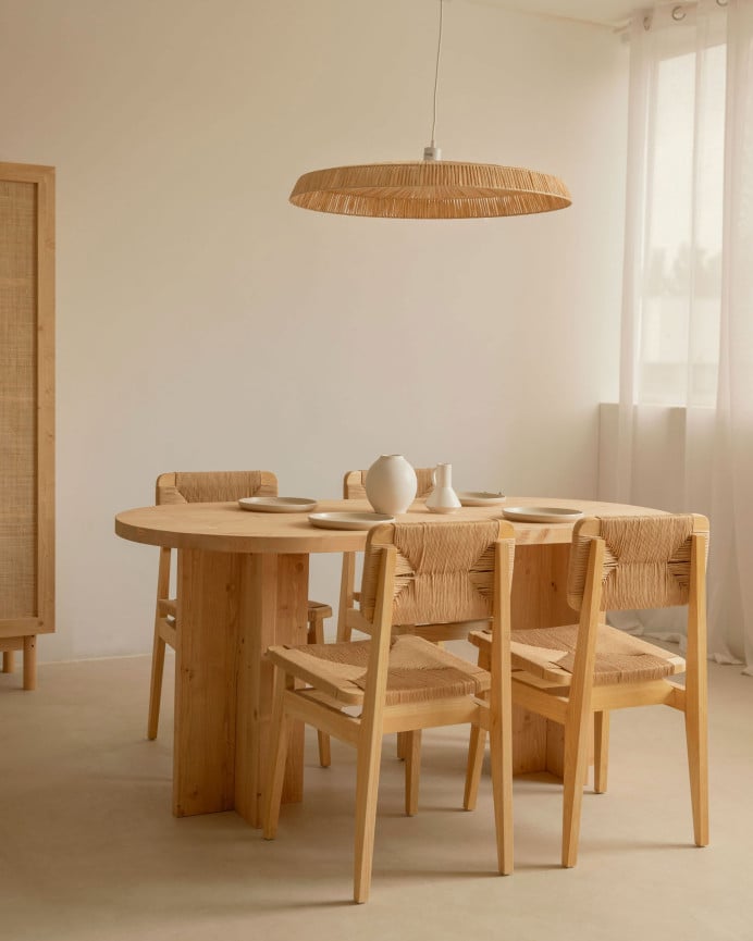 Deco Wood Lámpara De Techo De Rafia Y Hierro De Ø74 Cm