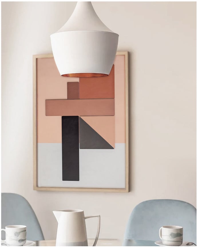 Deco Wood Lámpara De Techo Elaborada Con Aluminio Exterior Color Blanco E Interior Color Cobre