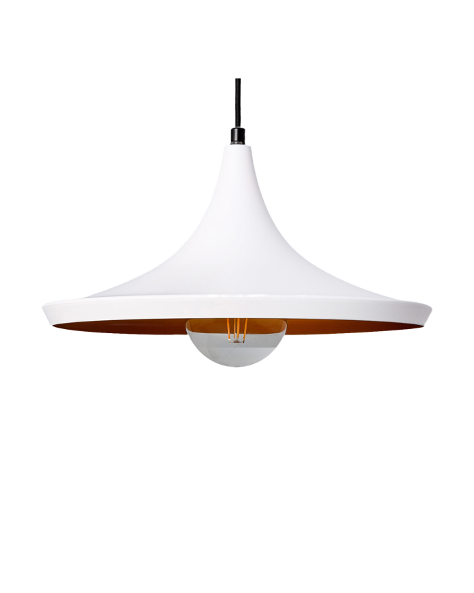 Deco Wood Lámpara De Techo Elaborada Con Aluminio Exterior Color Blanco E Interior Color Cobre