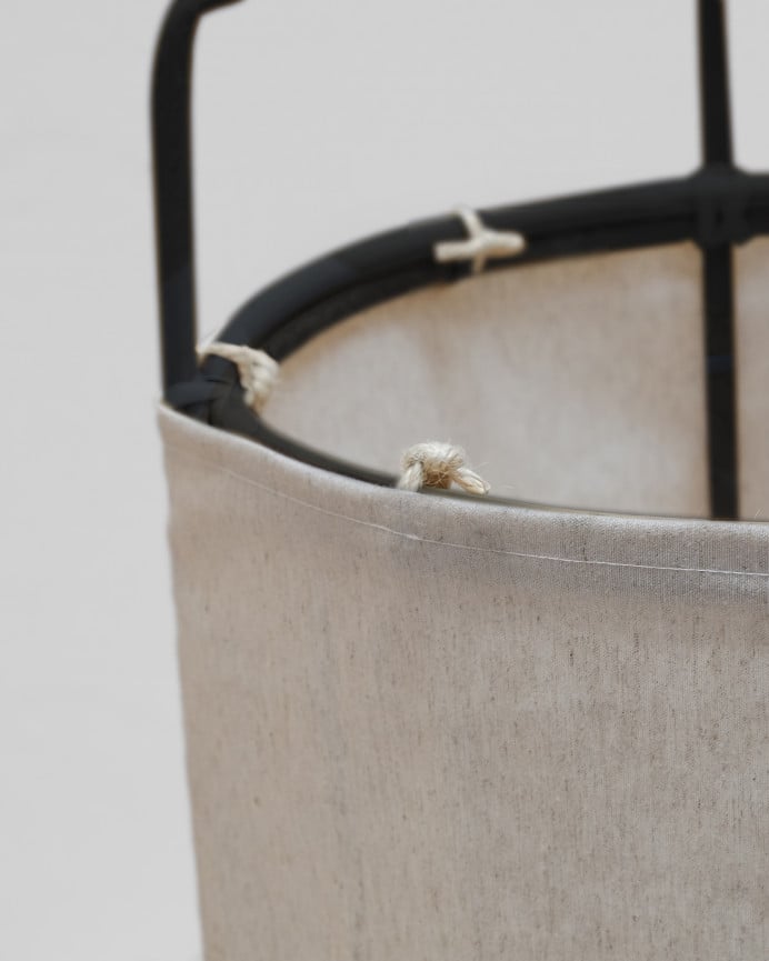 Deco Wood Lámpara De Techo Elaborada Con Estructura De Bambú Y Pantalla De Tela Hecha Con Poliéster Y Lino Natural