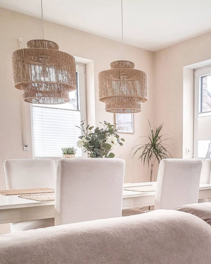 Deco Wood Lámpara De Techo Elaborada Con Trenzado De Papel