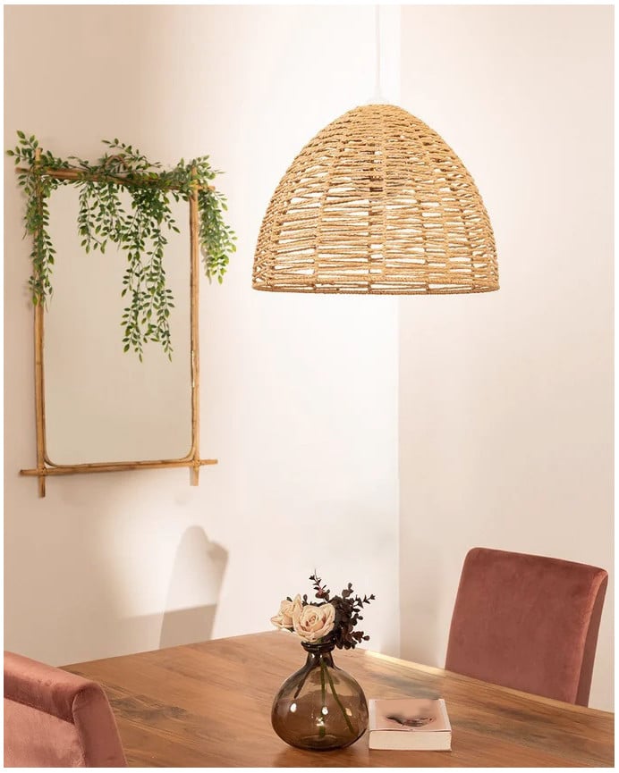 Deco Wood Lámpara De Techo Elaborada Con Trenzado De Papel