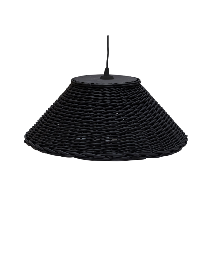 Deco wood Lámpara de techo negra elaborada con mimbre natural de 20cm