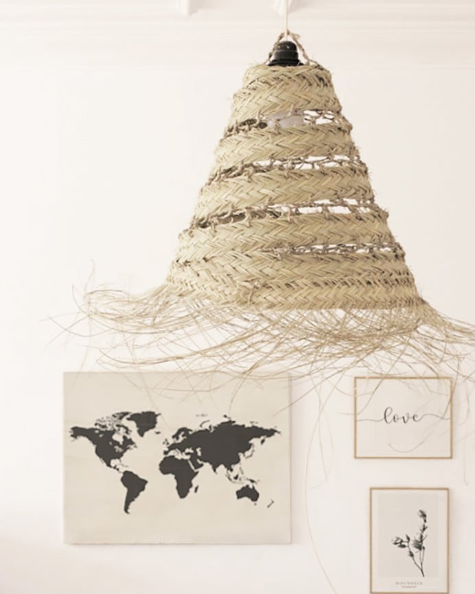 Deco Wood Lámpara De Techo Redonda De Esparto Natural De Ø30cm