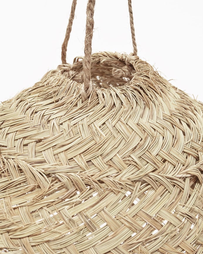 Deco Wood Lámpara De Techo Redonda De Esparto Natural De Ø40cm