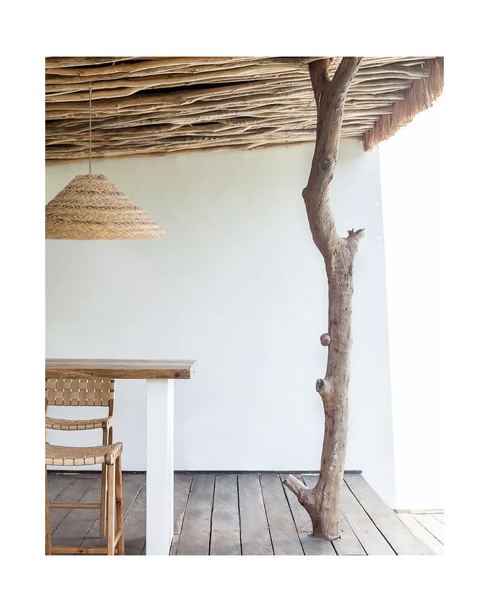 Deco Wood Lámpara De Techo Redonda De Esparto Natural De Ø50cm