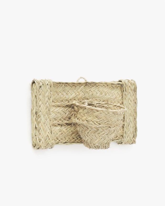 Deco Wood Macetero De Pared Horizontal De Esparto Natural Y Armazón De Madera De 40x22cm