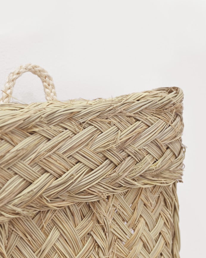 Deco Wood Macetero De Pared Vertical De Esparto Natural Y Armazón De Madera De 15x22cm