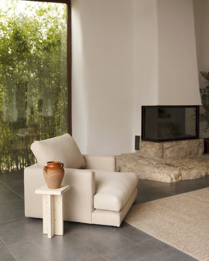 Deco Wood Mesa Auxiliar De Madera Maciza En Tono Natural De 25x25cm