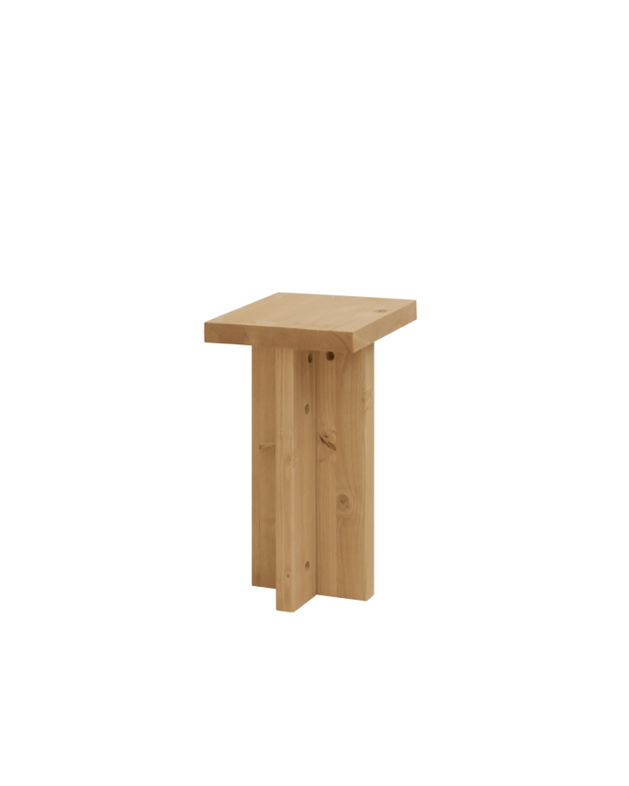 Deco wood Mesa auxiliar de madera maciza en tono roble medio de 25x25cm