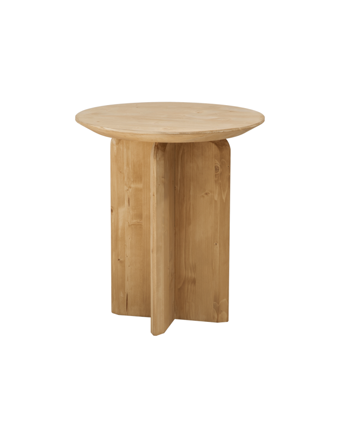 Deco wood Mesa auxiliar de madera maciza en tono roble medio de 50x45cm
