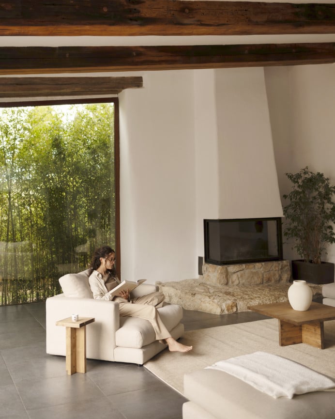 Deco Wood Mesa Auxiliar De Madera Maciza En Tono Roble Oscuro De 25x25cm