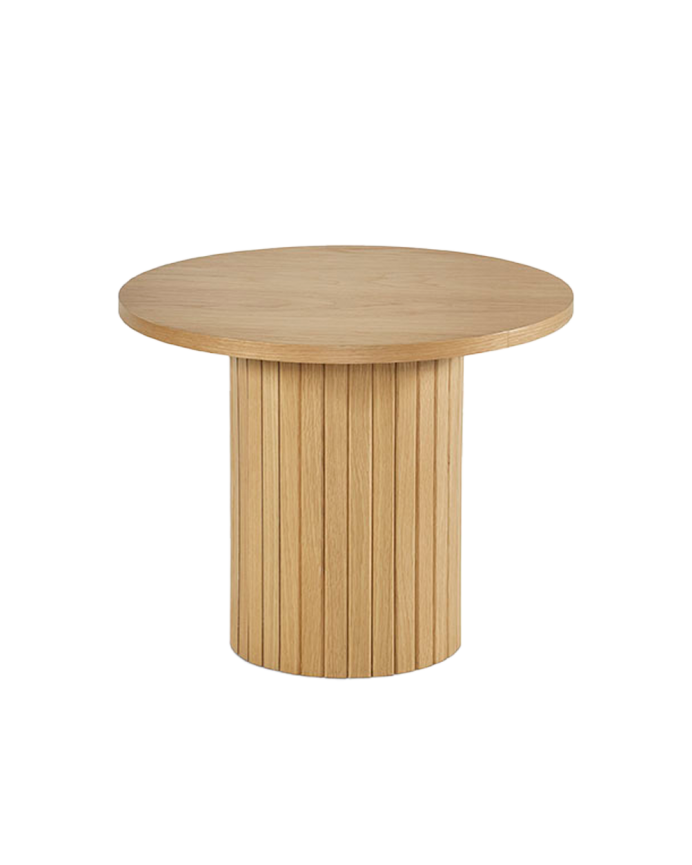 Deco Wood Mesa Auxiliar O De Centro Redonda De Chapa De Roble De 40x45cm