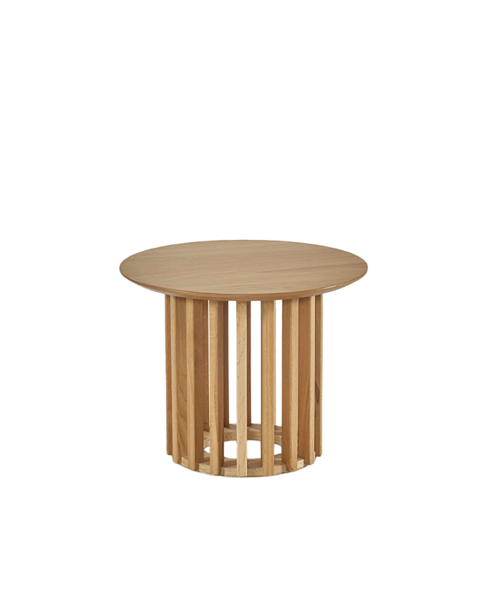 Deco Wood Mesa Auxiliar O De Centro Redonda De Chapa De Roble De 40x45cm