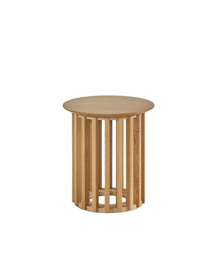 Deco wood Mesa auxiliar o de centro redonda de chapa de roble de 40x45cm