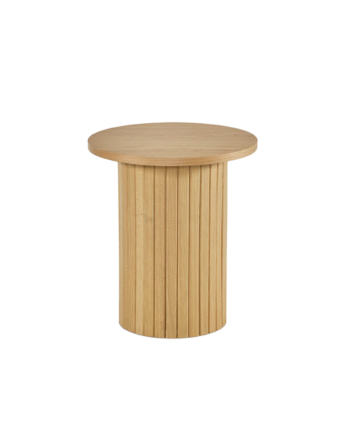 Deco wood Mesa auxiliar o de centro redonda de chapa de roble de 40x45cm