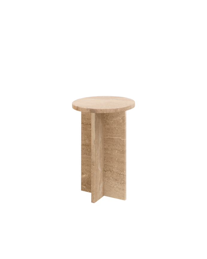 Deco wood Mesa auxiliar redonda de mármol daino reale de Ø28cm