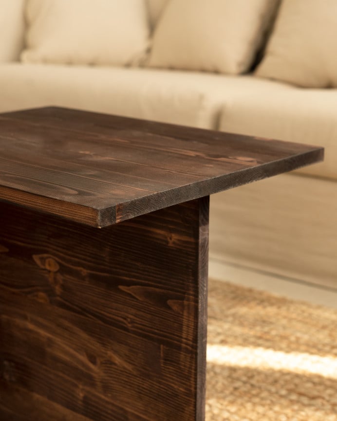 Deco Wood Mesa De Centro 2 Piezas De Madera Maciza En Tono Nogal De 100x44 6cm